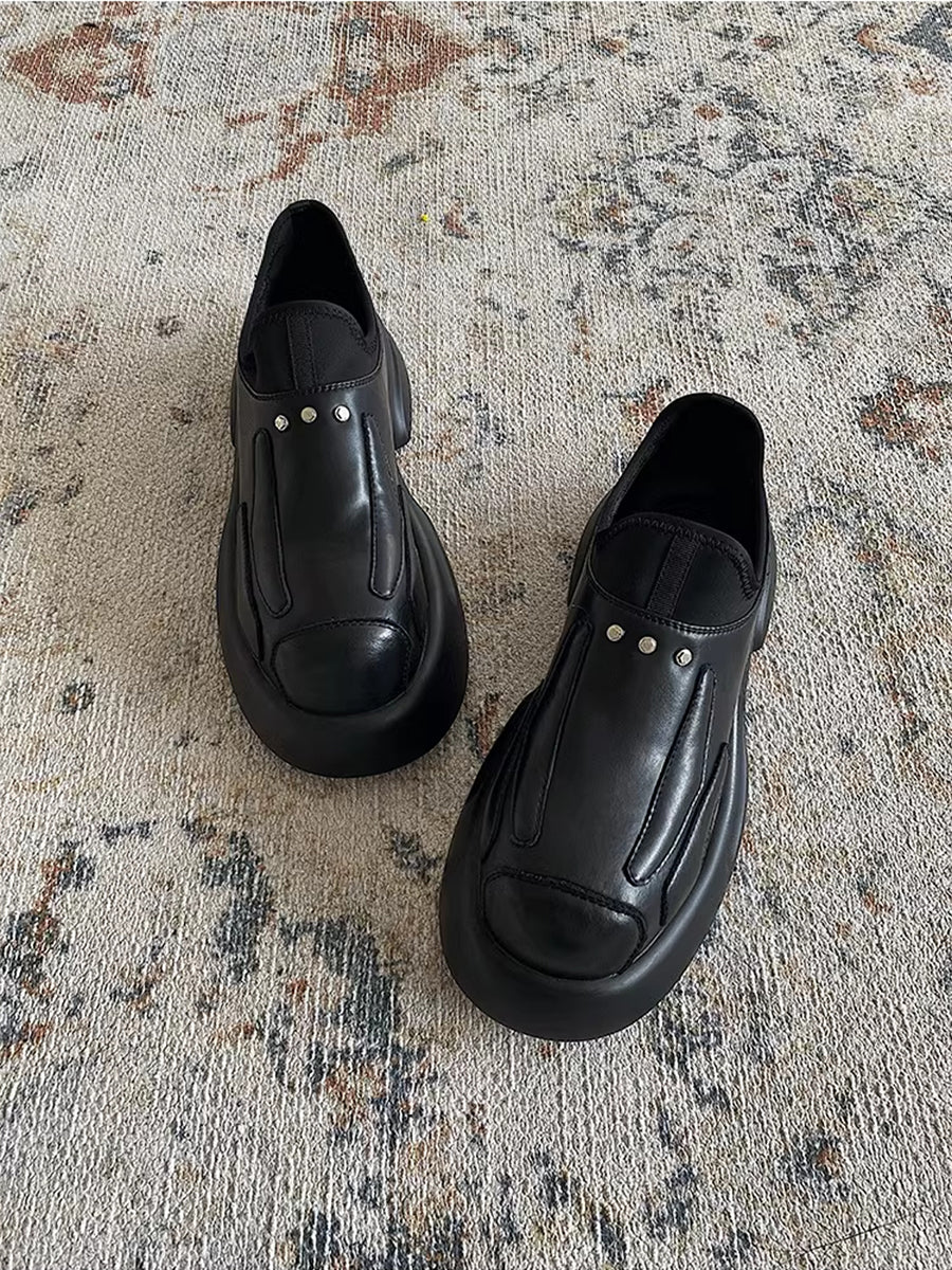 Functional Derby shoes man old money wind increase leather shoes lazy person kicked leather breathable women