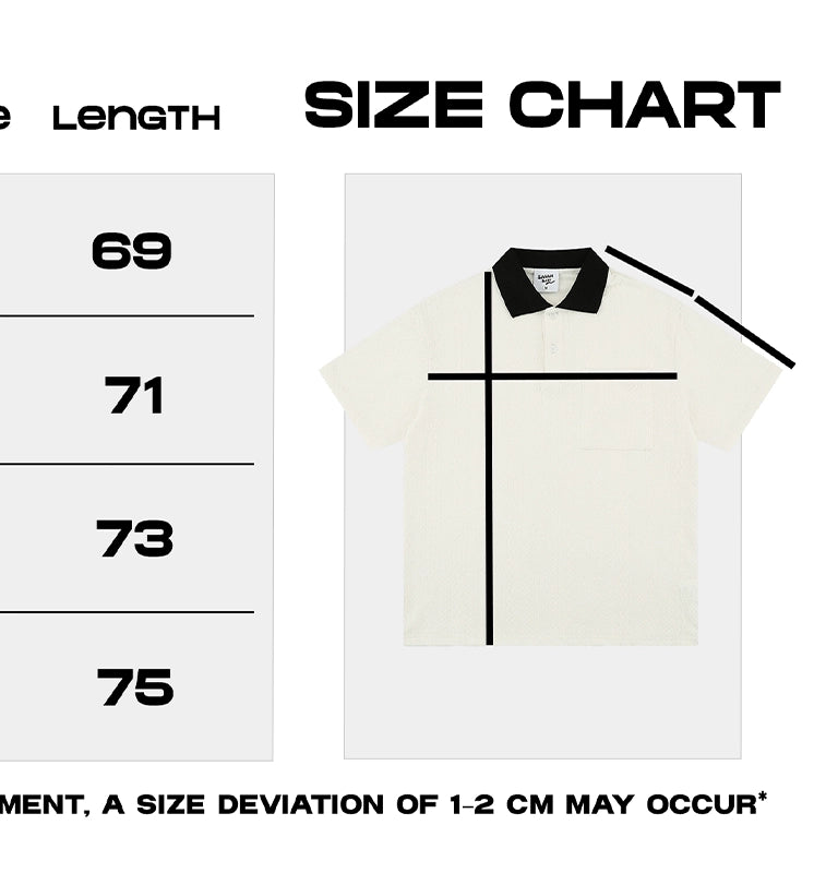 Minimalist White Polo Shirt with Black Contrast Collar and Pocket Detail