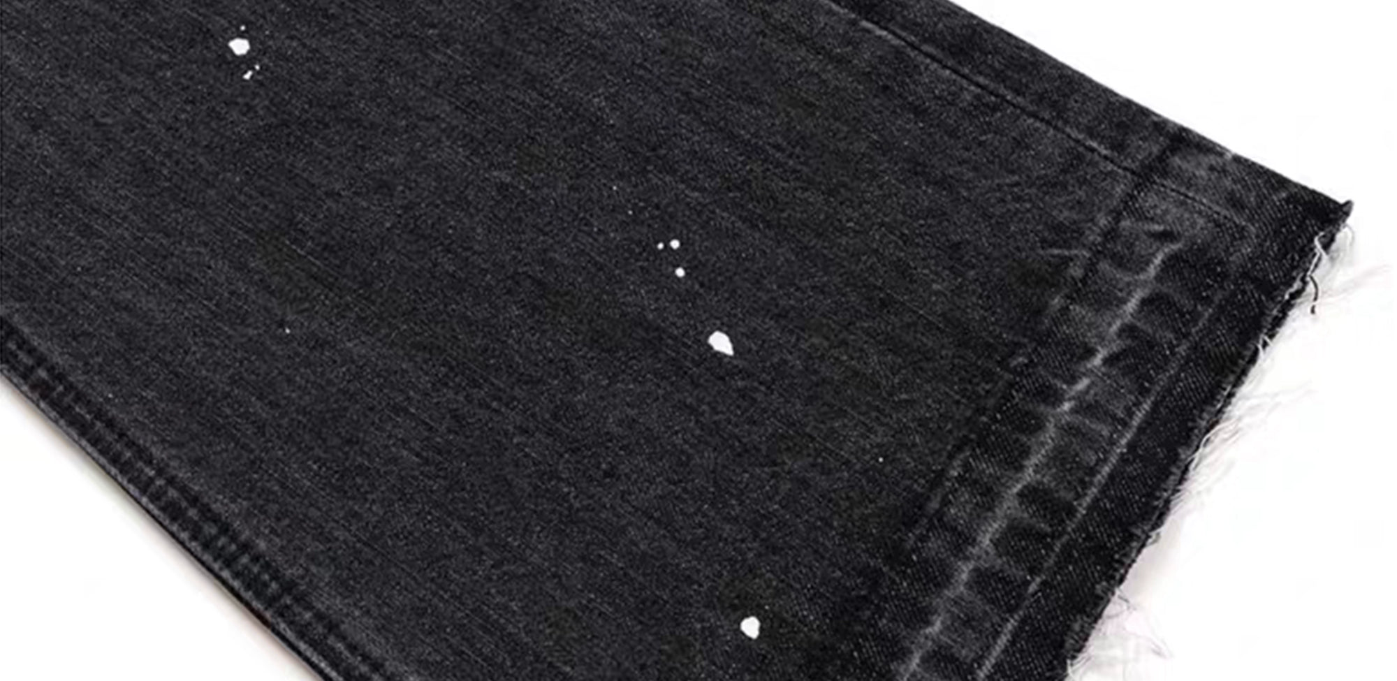 Whisker Textured Worn-out Splash Ink Hand Slim Fit Stacked Denim Jeans Pants Tide