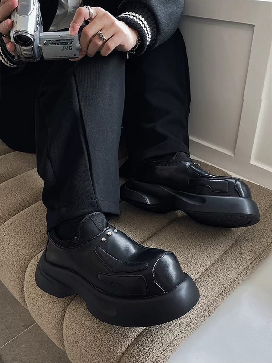 Functional Derby shoes man old money wind increase leather shoes lazy person kicked leather breathable women
