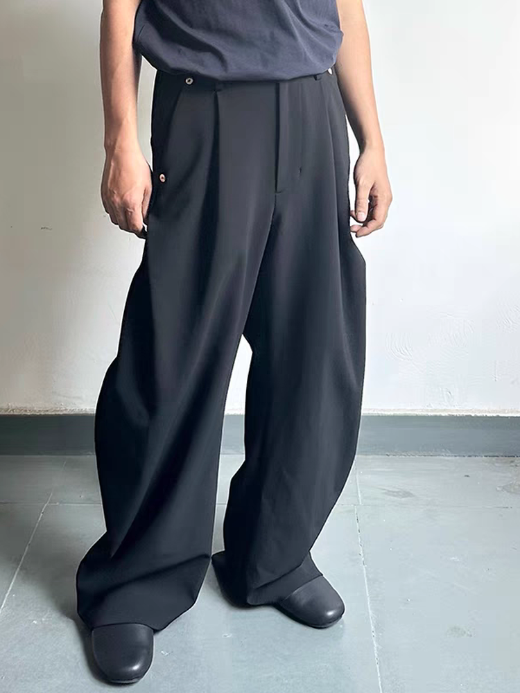 Conz25 new solid color loose style natural drape scimitar pants for men and women casual commuting daily pants