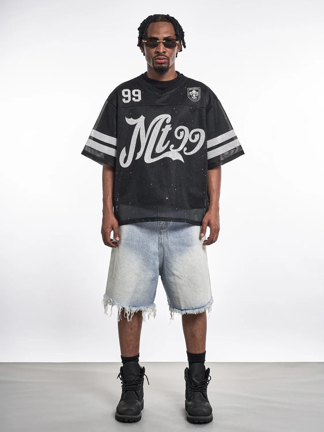 Raw Edge Cropped Design Gradient Denim Jeans Shorts