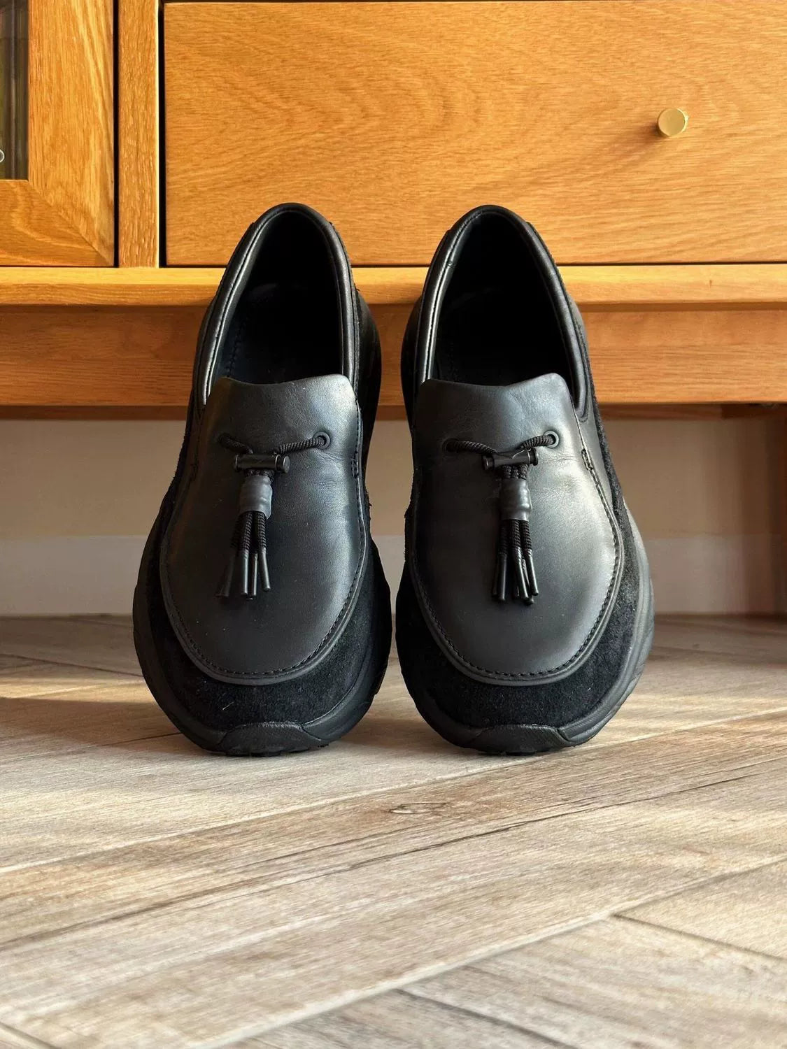 Leather shoes, men's height increase, outdoor loafers, hiking, pedaling, trendy sports and casual shoe covers, foot platform-soled jogging shoes