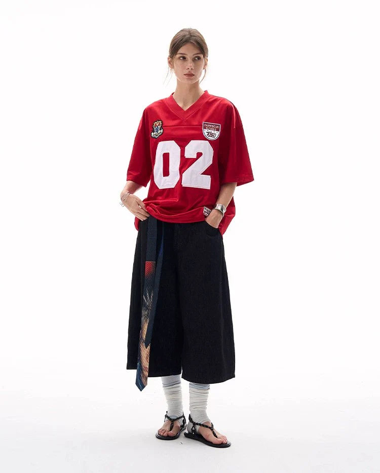 LIMITED EDITION – “02” Oversized Street V-Neck Jersey for Men & Women