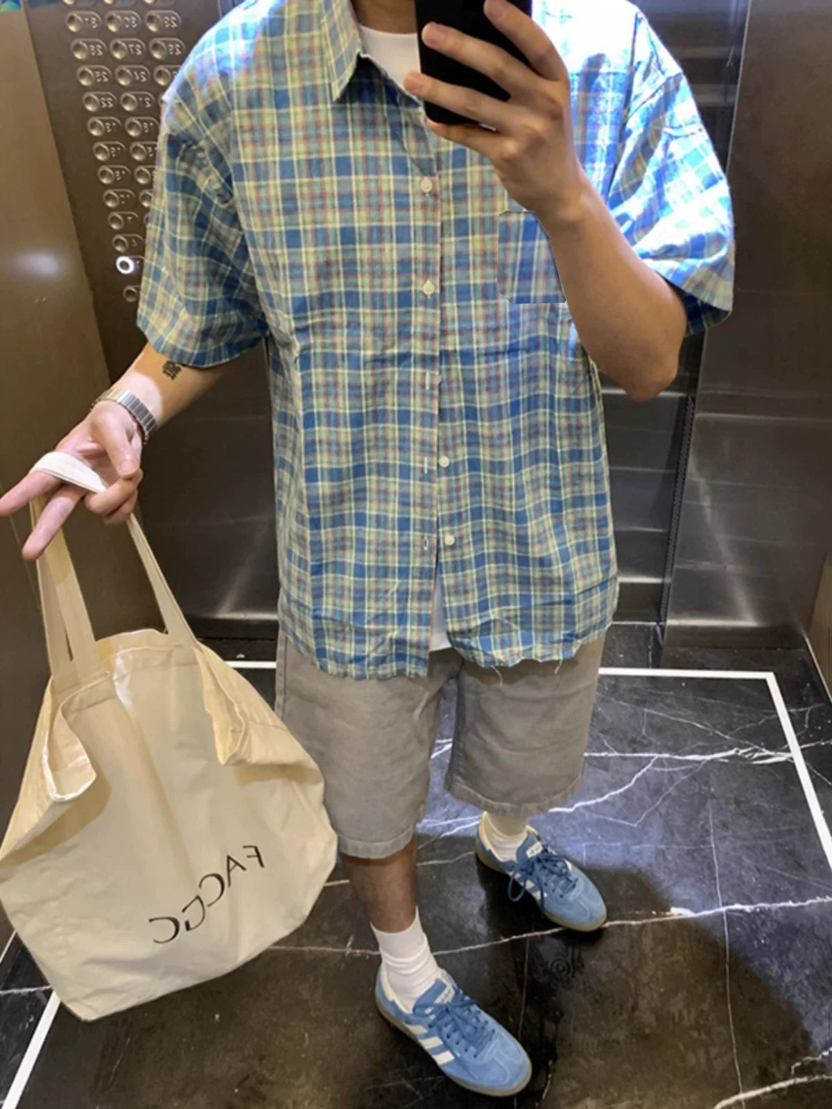 Men's Summer Blue short-Sleeved Shirt