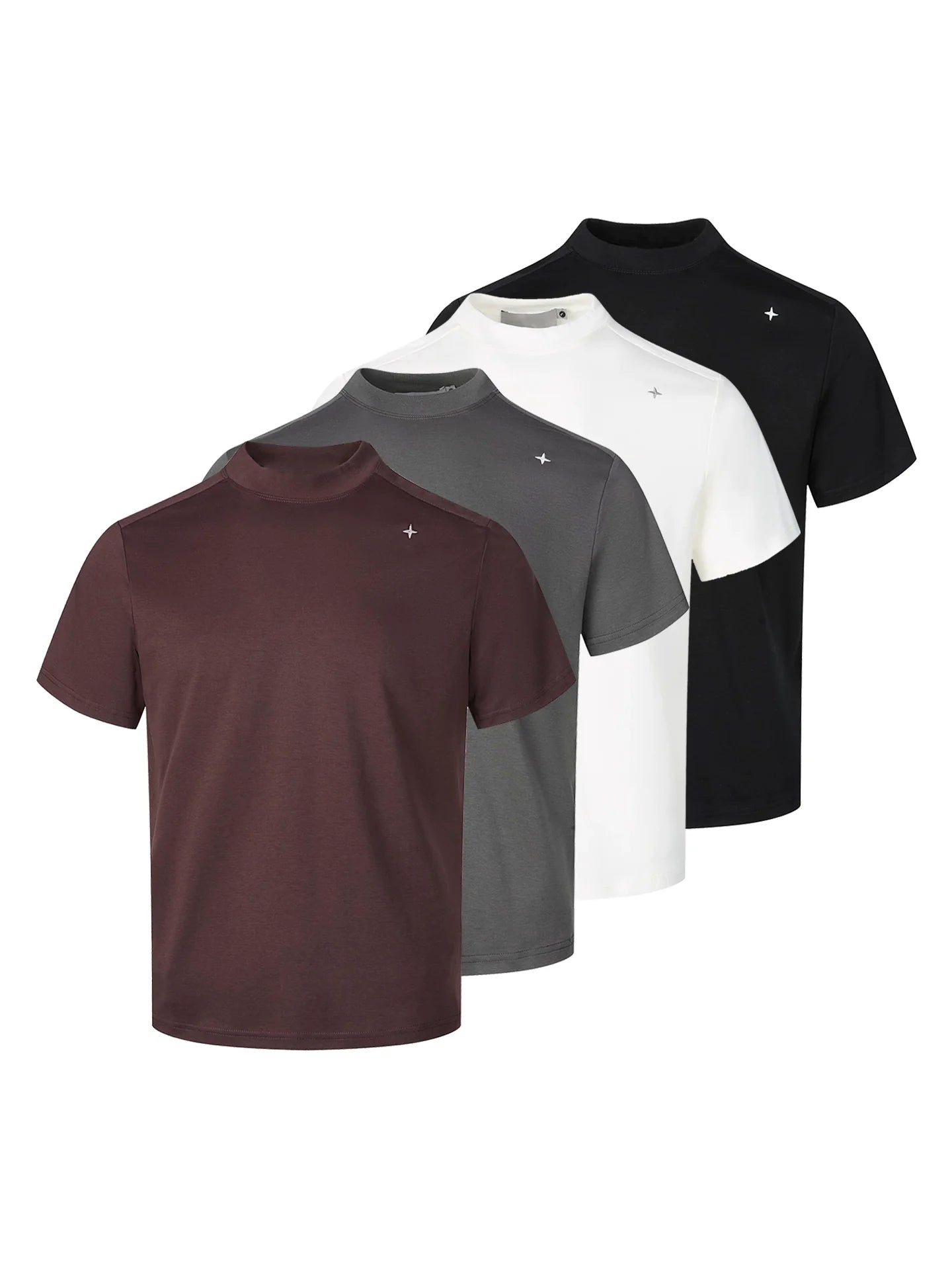 Men’s Minimalist Mock Neck Short Sleeve T-Shirt – Soft Cotton Blend Cleanfit style