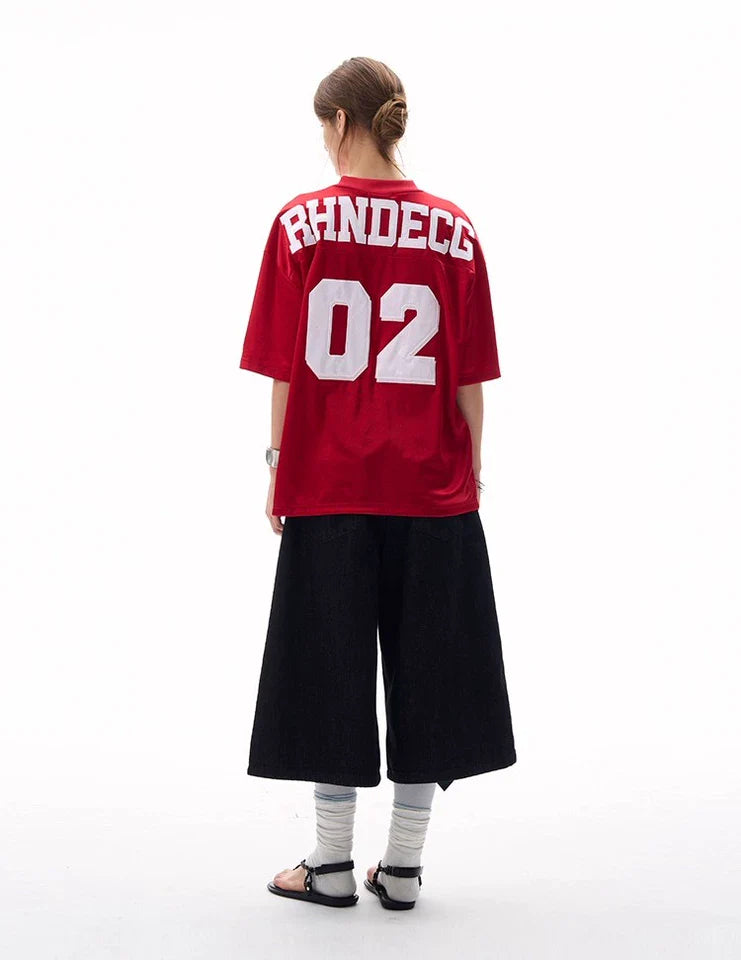 LIMITED EDITION – “02” Oversized Street V-Neck Jersey for Men & Women