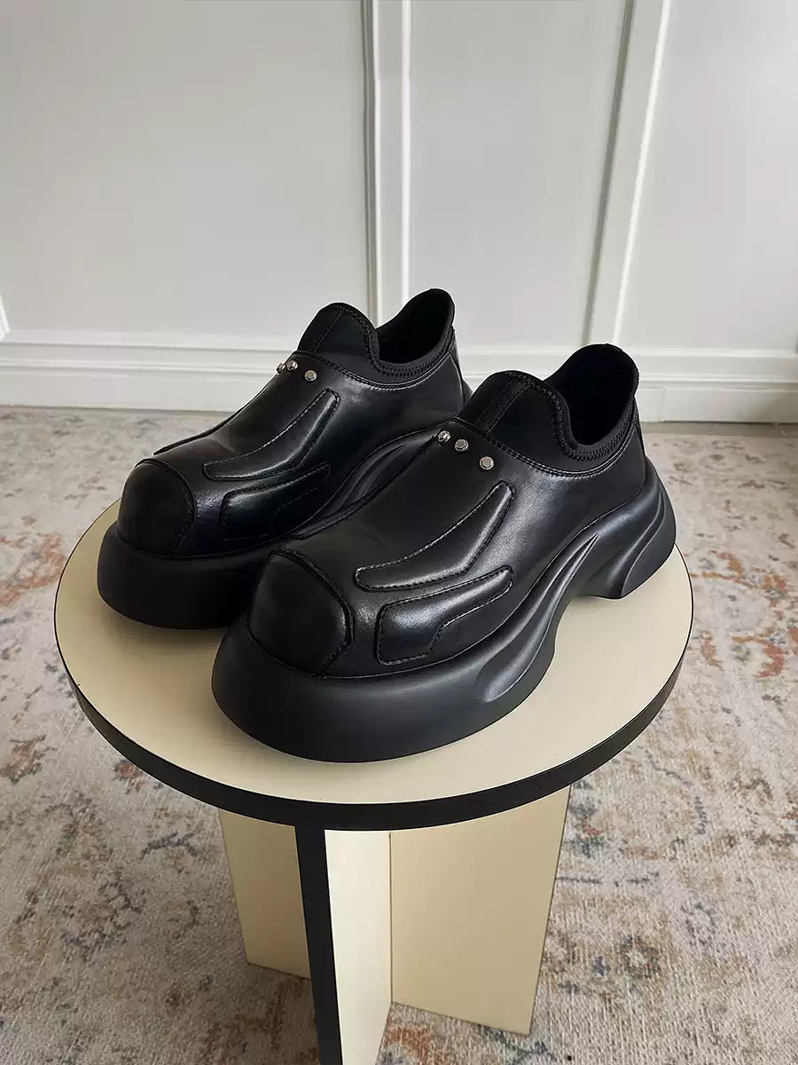 Functional Derby shoes man old money wind increase leather shoes lazy person kicked leather breathable women