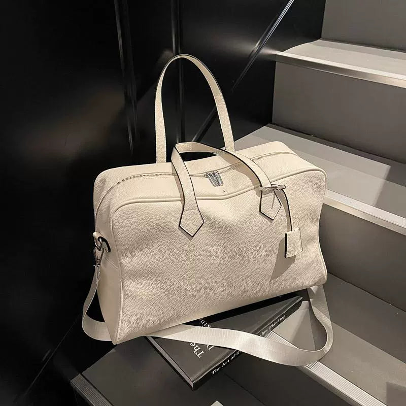Leather Texture Large Capacity Shoulder Strap Luggage Hand Bag for Men & Women