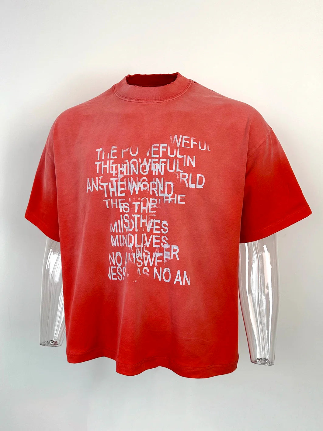 Vintage Print Short Sleeve T-shirt Mud Dyed Wide Ripped Oversized T-Shirt for Men