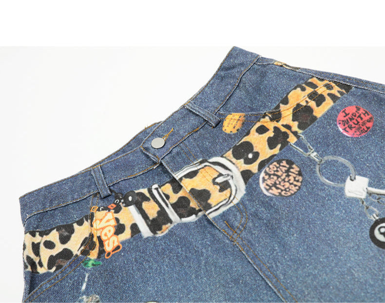 Denim Capri Pants Men's and Women's Summer Loose Casual Wide-Leg Jeans Shorts