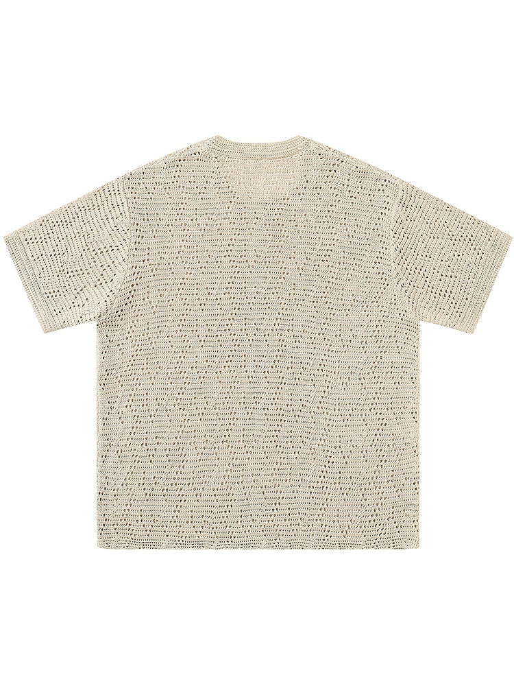 Kids Party Vintage Street Design Knitted Oversize Shirt - Khaki Short-Sleeved T-shirt For Men & Women