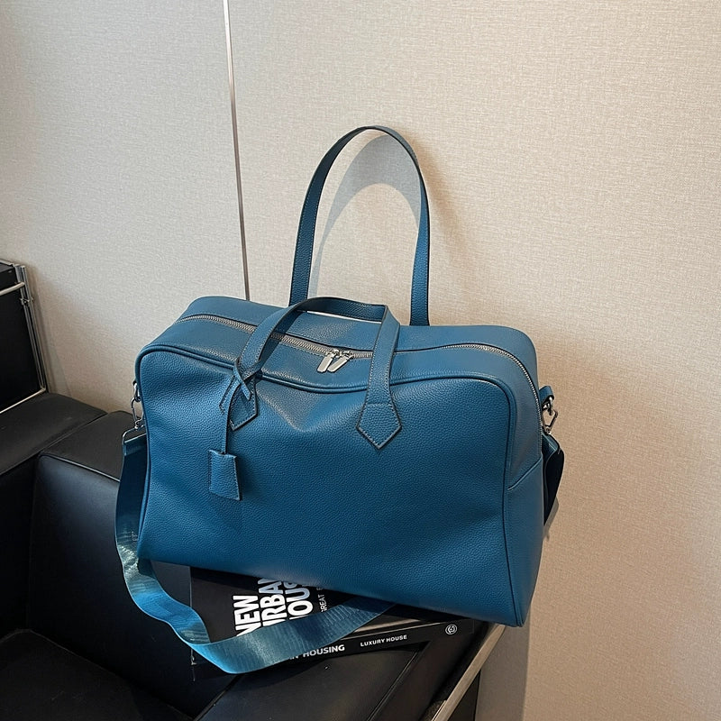 Leather Texture Large Capacity Shoulder Strap Luggage Hand Bag for Men & Women