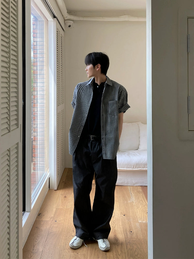 Retro Pleated Slacks Men's Fall 2025 New Trendy Brand Loose Striped Wide-leg Long Pants