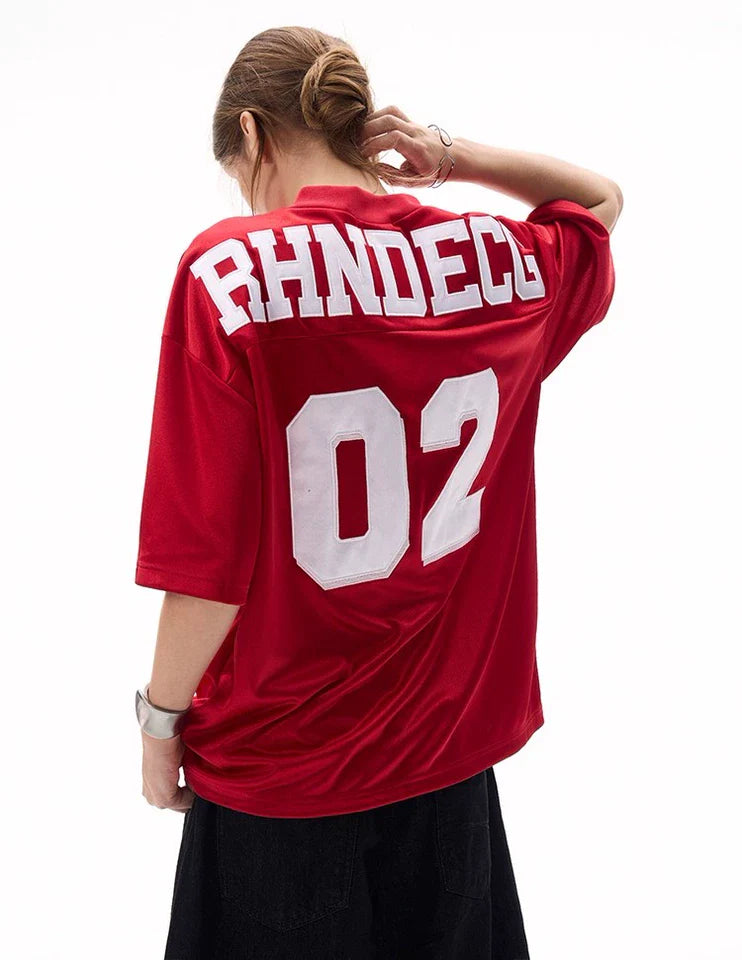 LIMITED EDITION – “02” Oversized Street V-Neck Jersey for Men & Women