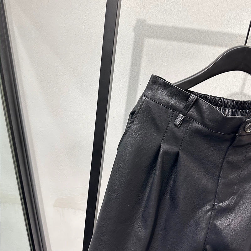 Cubbiluppi™ Summer dark oversize loose cropped leather pants for Men