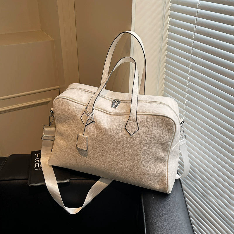 Leather Texture Large Capacity Shoulder Strap Luggage Hand Bag for Men & Women