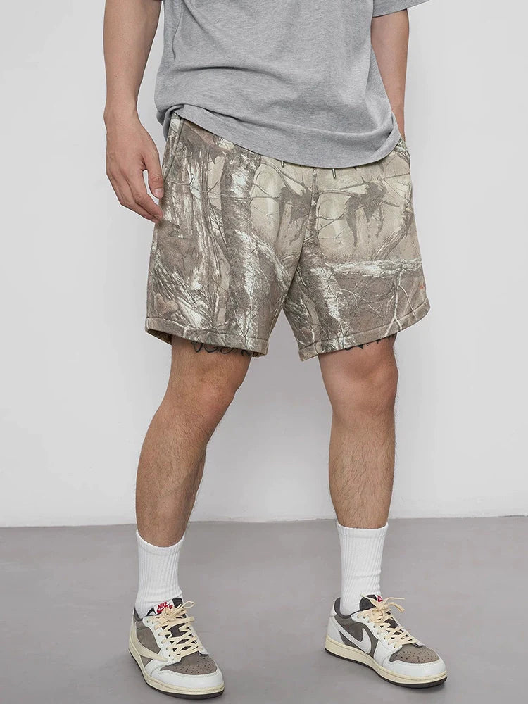 2025 Summer New American Vintage Deadwood Twig Wash Distressed Shorts for Men