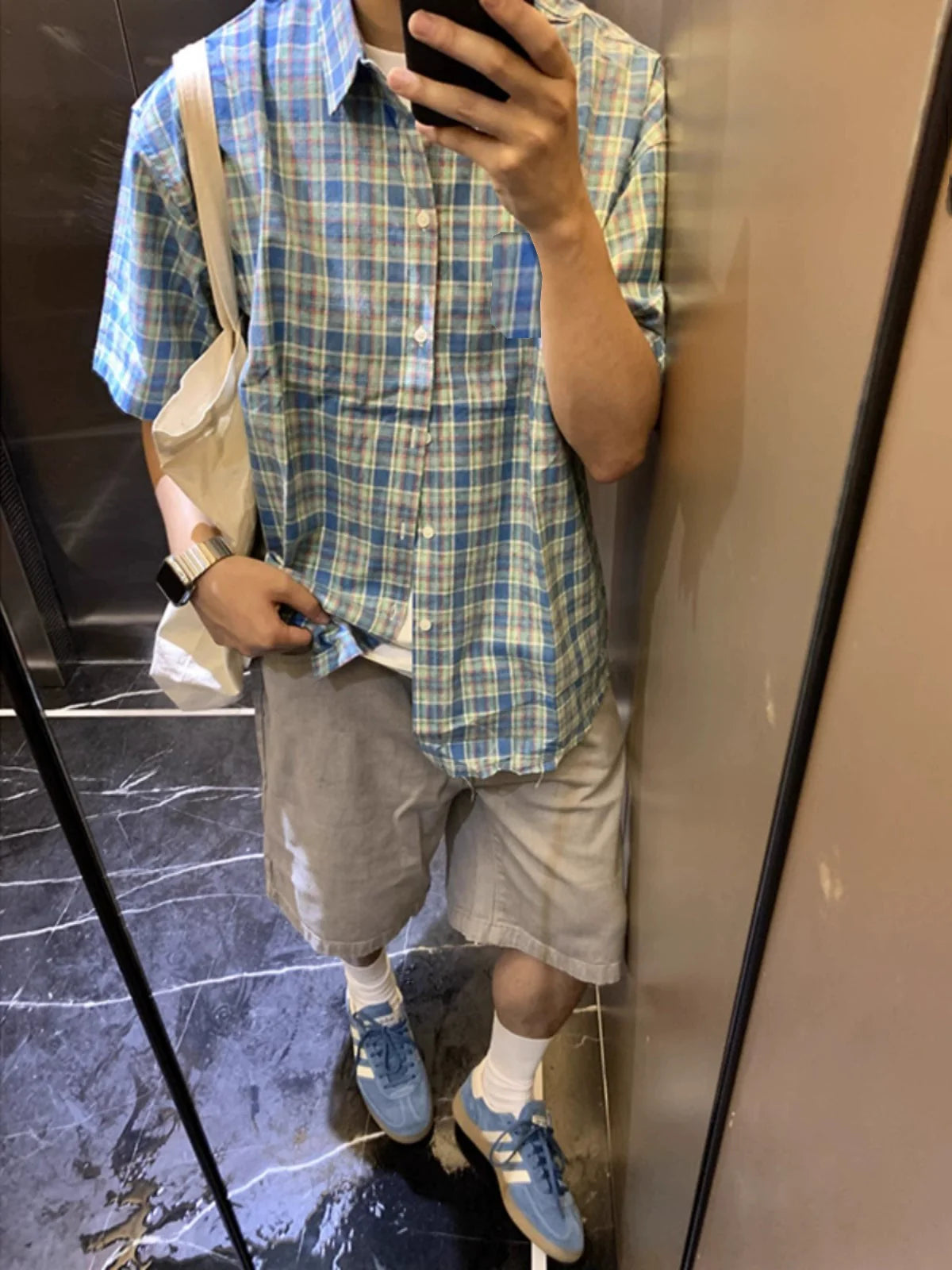 Men's Summer Blue short-Sleeved Shirt