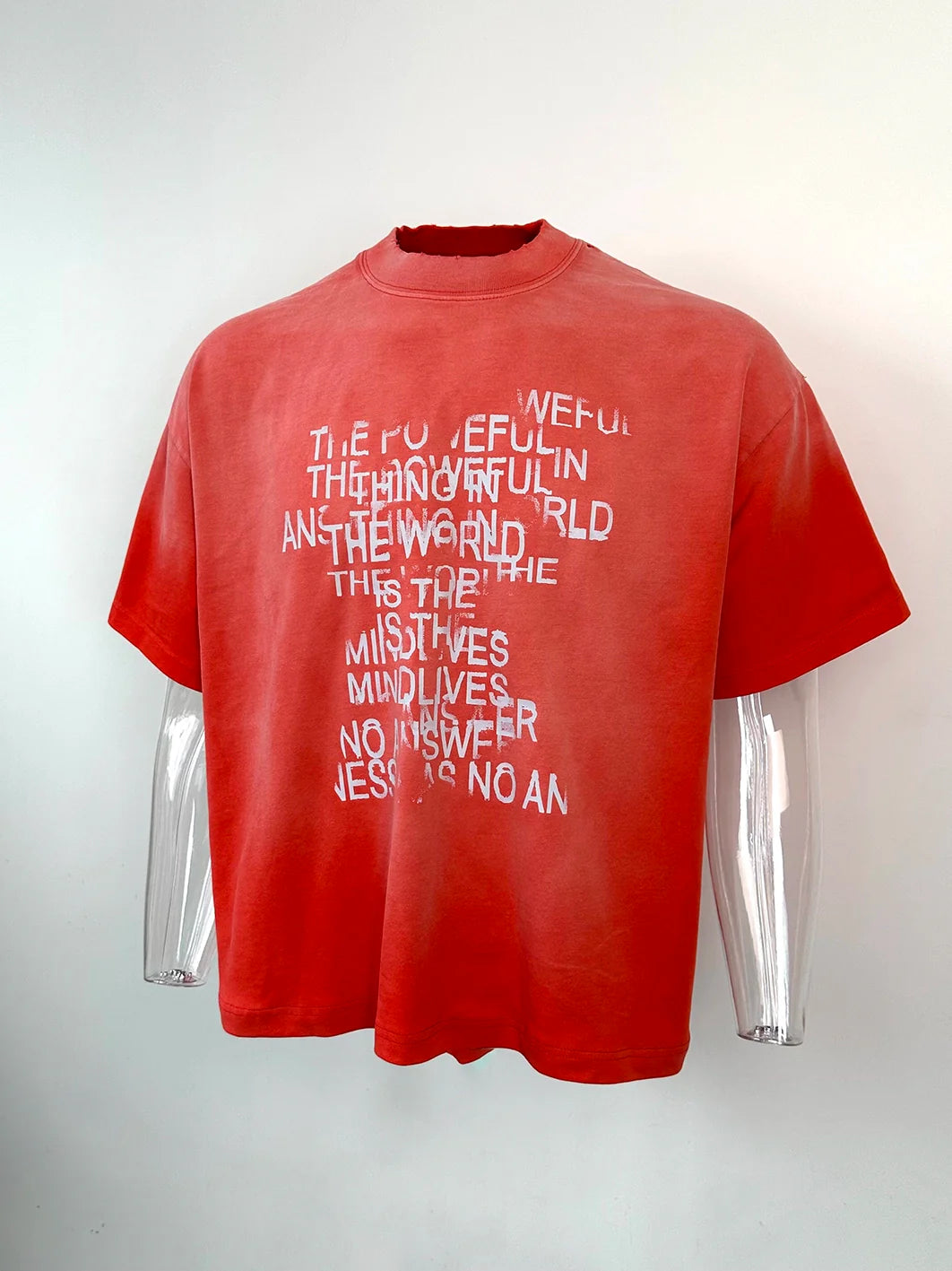 Vintage Print Short Sleeve T-shirt Mud Dyed Wide Ripped Oversized T-Shirt for Men