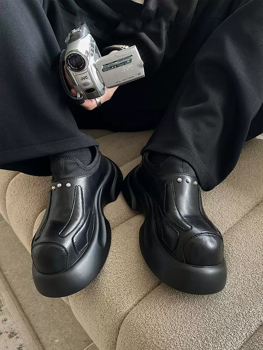 Functional Derby shoes man old money wind increase leather shoes lazy person kicked leather breathable women