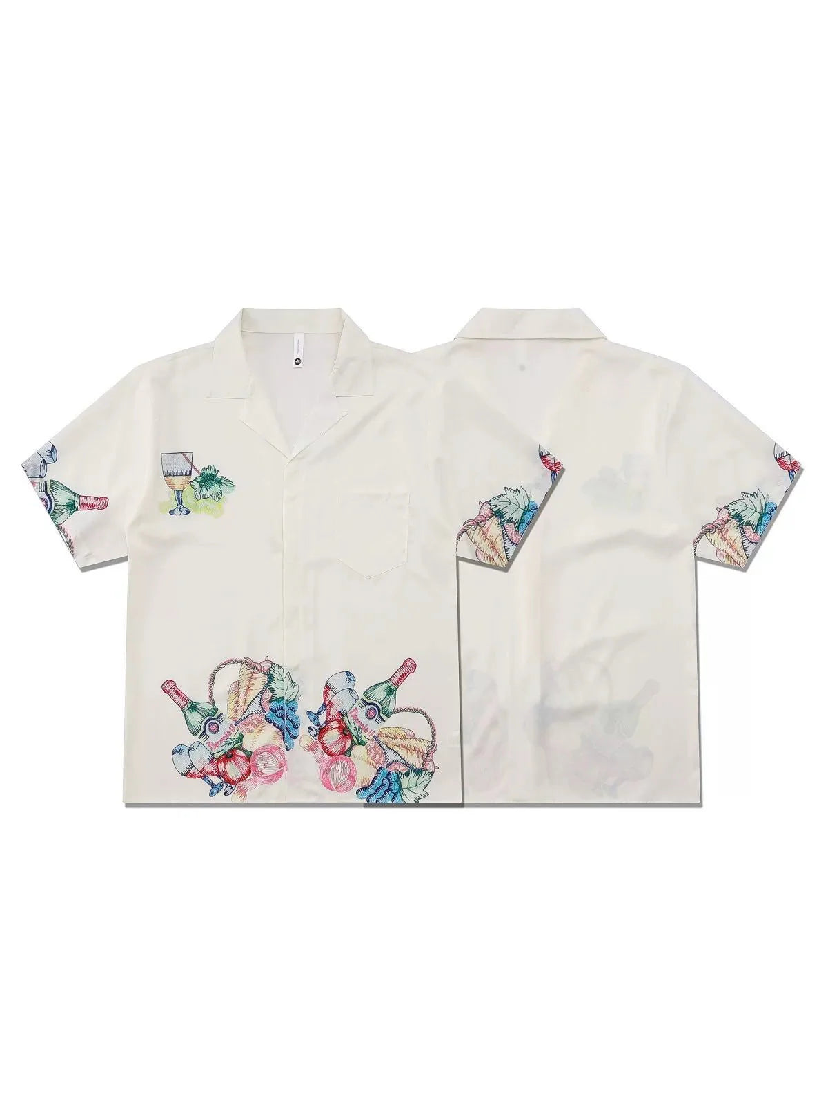 Men'sCuban Collar Floral Style Short Sleeve Oversize Shirt