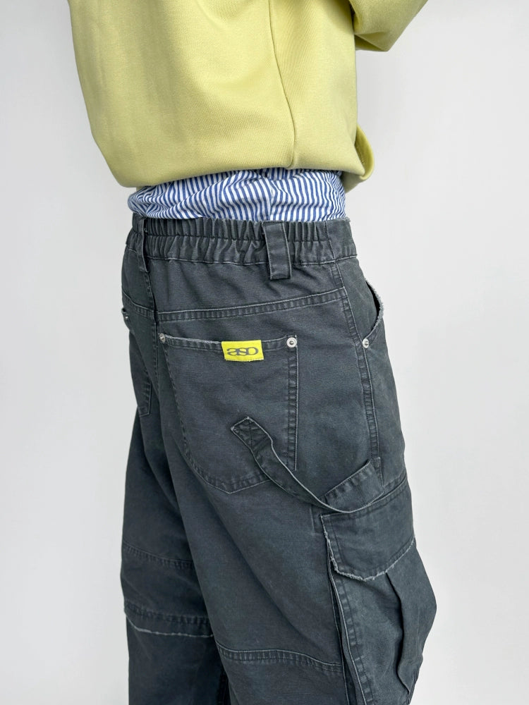 Paratrooper Style Washed Ash Distressed Original Vintage Hand-Destroyed Cargo Pants