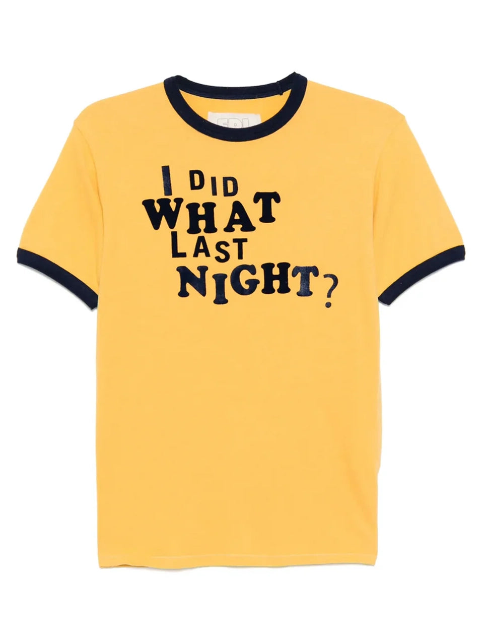 Black & Yellow Contrasting Letters "I DID WHAT LAST NIGHT?", Short-sleeved Unisex Leisure Travel T-shirt
