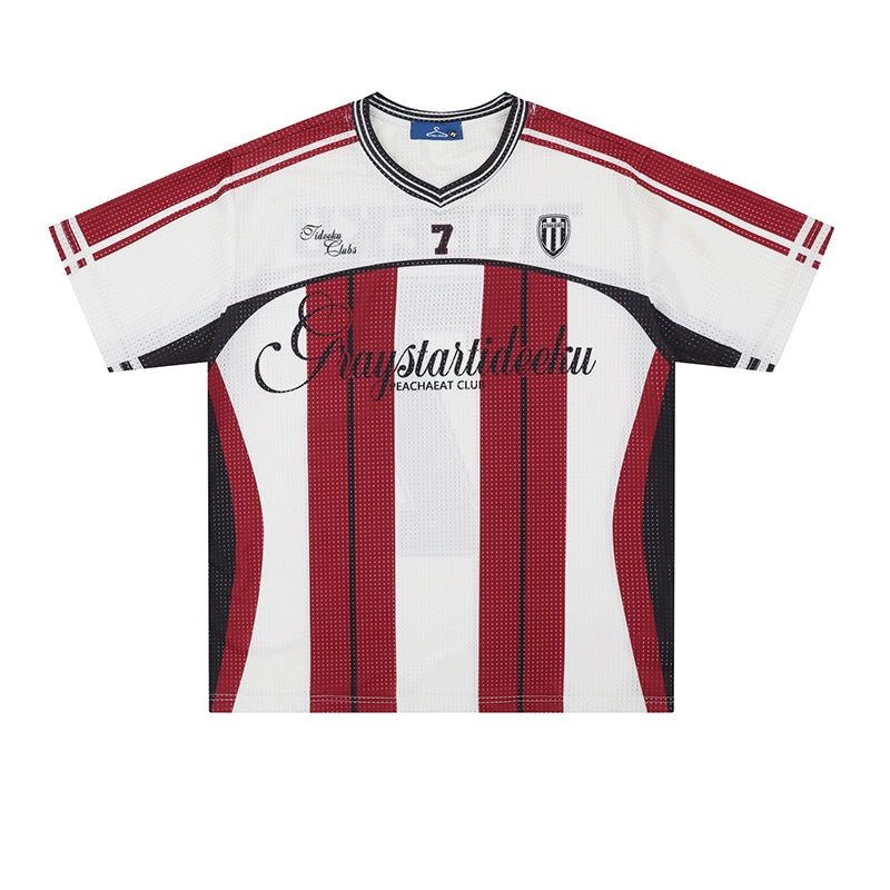 Light Striped Soccer Jersey – Number 7 Tideeku Team Shirt with Graphic Logo