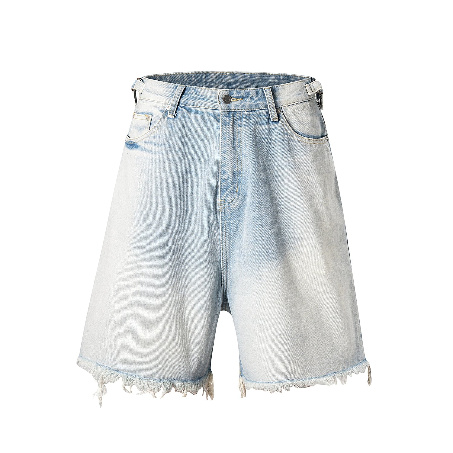 Raw Edge Cropped Design Gradient Denim Jeans Shorts