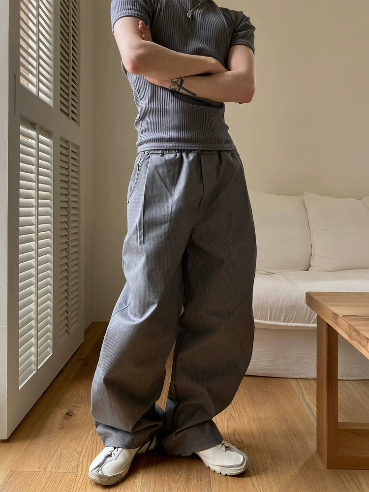 Retro Pleated Slacks Men's Fall 2025 New Trendy Brand Loose Striped Wide-leg Long Pants