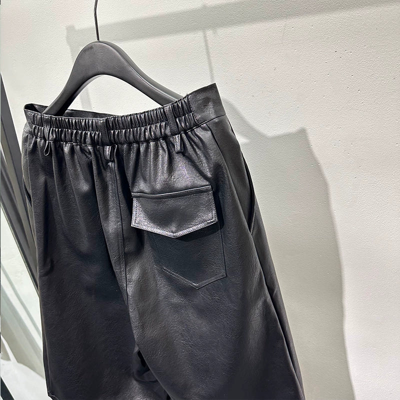 Cubbiluppi™ Summer dark oversize loose cropped leather pants for Men