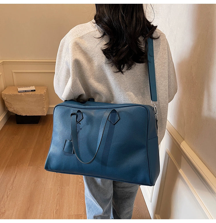 Leather Texture Large Capacity Shoulder Strap Luggage Hand Bag for Men & Women