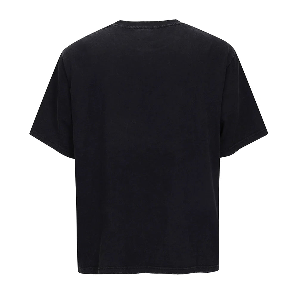 Wide Portrait Print Vintage Distressed Cleanfit Style T-shirt Short-sleeved for Men & Women