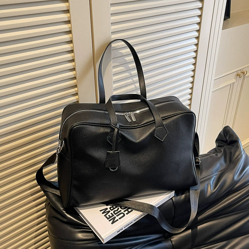 Leather Texture Large Capacity Shoulder Strap Luggage Hand Bag for Men & Women
