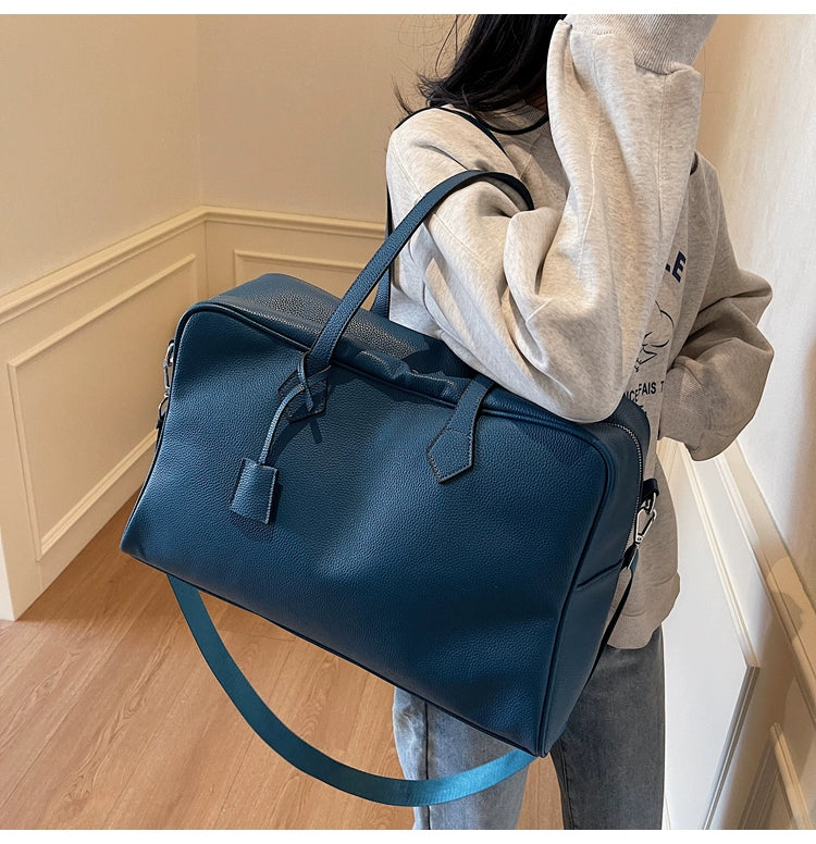 Leather Texture Large Capacity Shoulder Strap Luggage Hand Bag for Men & Women