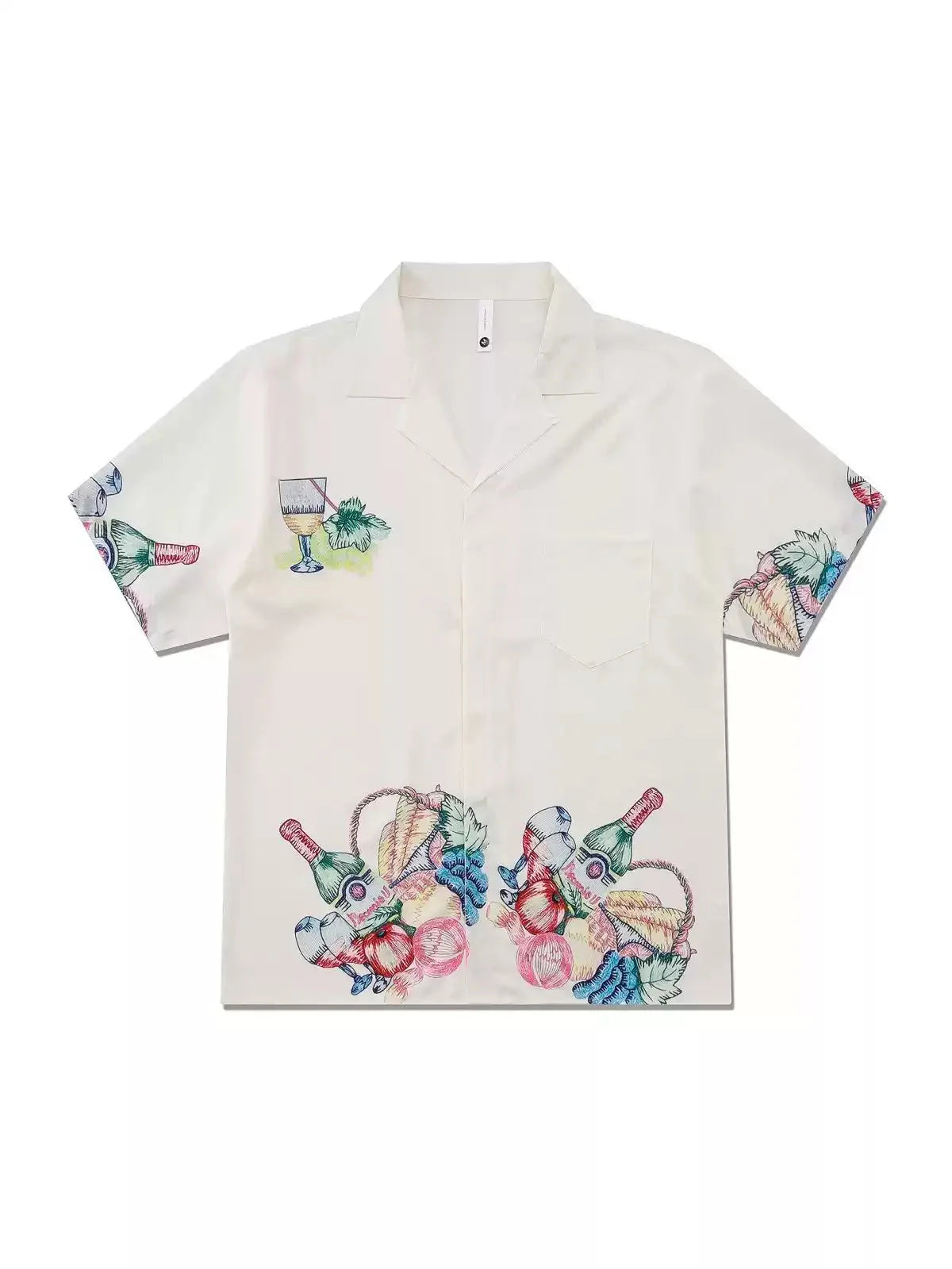 Men'sCuban Collar Floral Style Short Sleeve Oversize Shirt