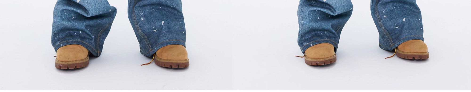 3d Blue Printed Denim Three-dimensional Visual Effect Loose Double Waist Toe Mopping Wide Leg Jeans Tide