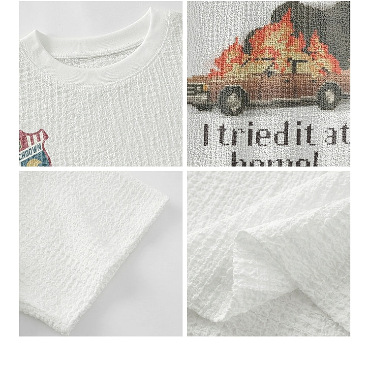 Smoked Up Car Street-Wear Print Versatile Slouchy Short-Sleeved top bf for Men & Women
