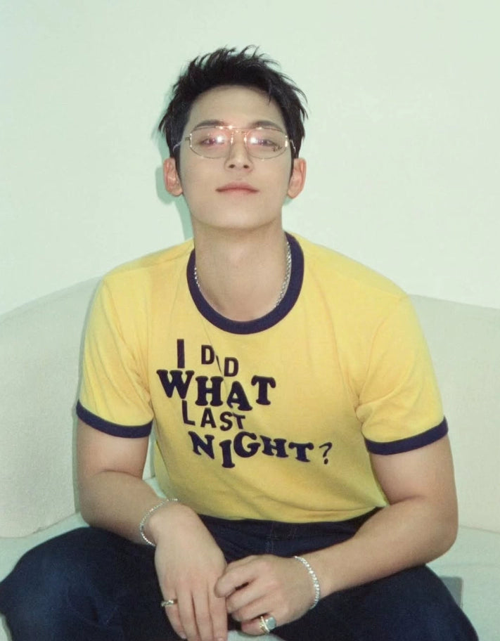 Black & Yellow Contrasting Letters "I DID WHAT LAST NIGHT?", Short-sleeved Unisex Leisure Travel T-shirt
