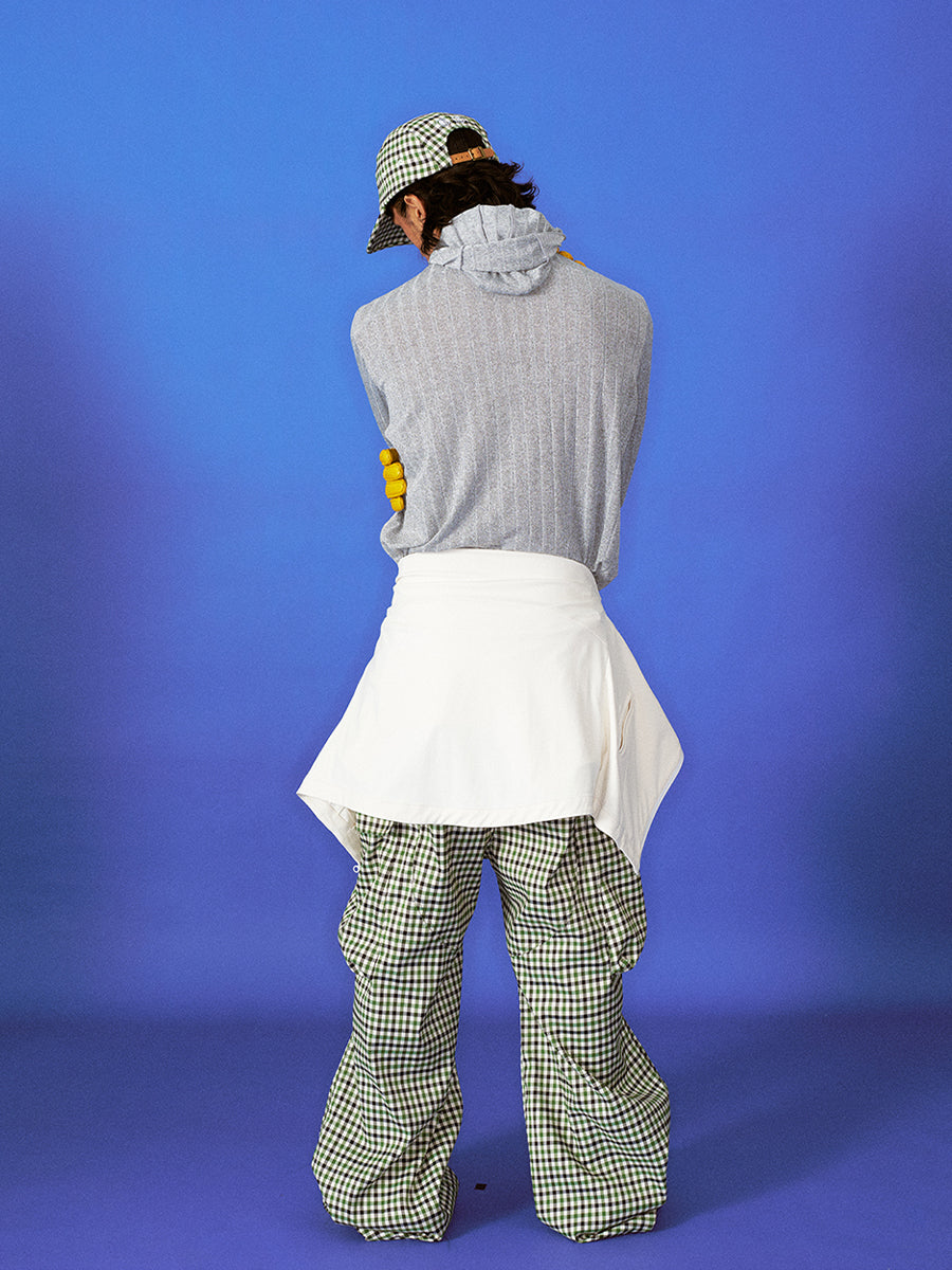 Green Check Premium Street Vintage Pocket Pants Cargo for Men & Women