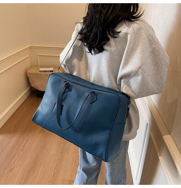 Leather Texture Large Capacity Shoulder Strap Luggage Hand Bag for Men & Women