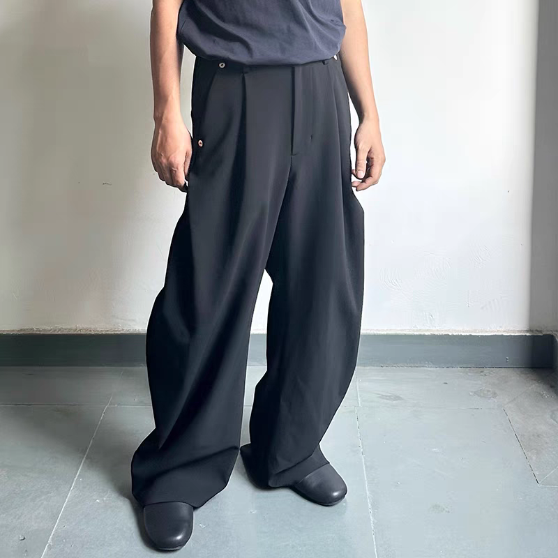 Conz25 new solid color loose style natural drape scimitar pants for men and women casual commuting daily pants