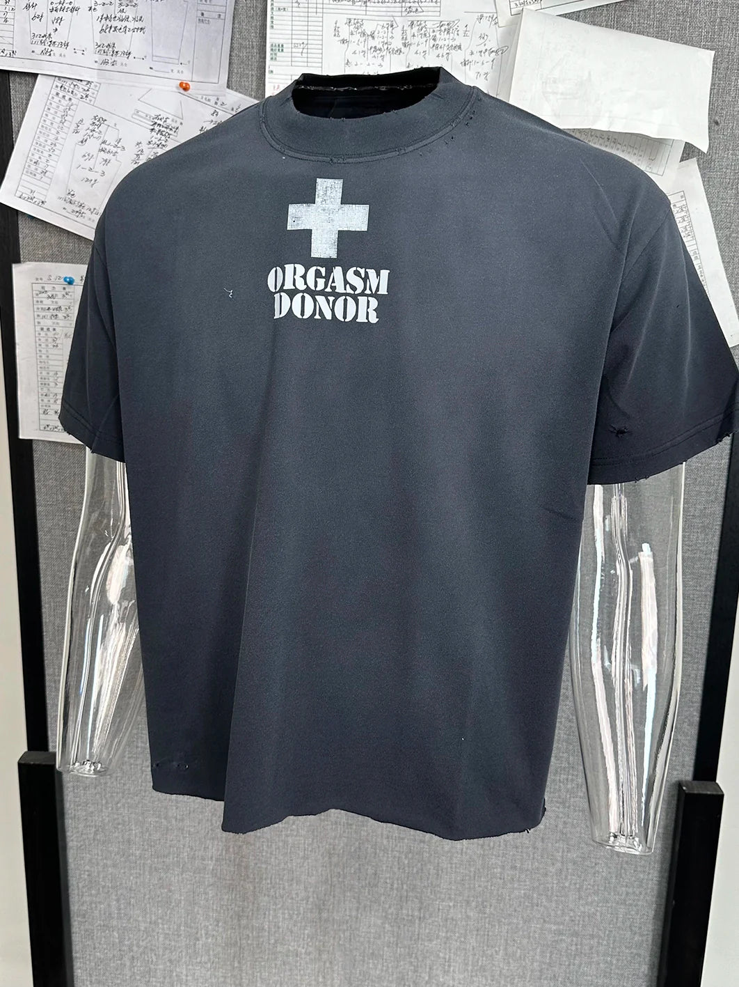 American Dirty Spray Old Slogan Print Dropped Shoulder Retro Short Sleeve for Men
