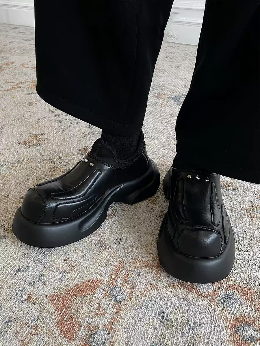 Functional Derby shoes man old money wind increase leather shoes lazy person kicked leather breathable women