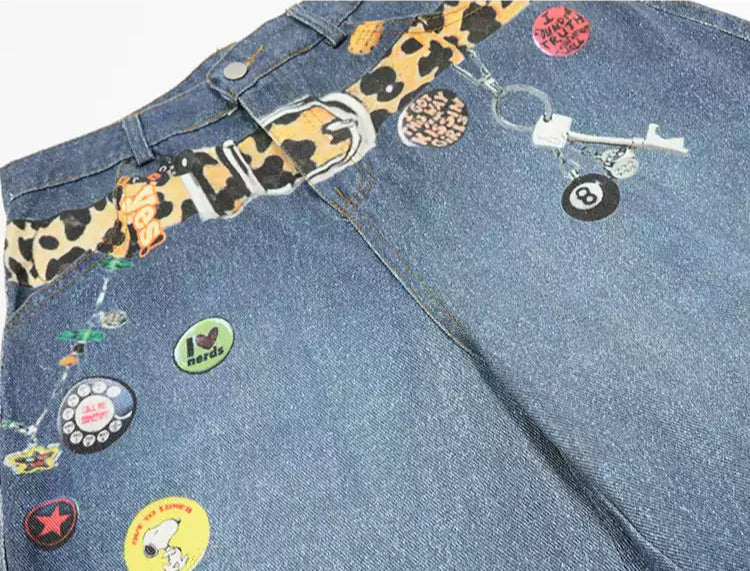 Denim Capri Pants Men's and Women's Summer Loose Casual Wide-Leg Jeans Shorts