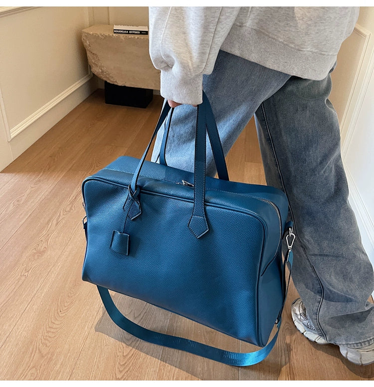 Leather Texture Large Capacity Shoulder Strap Luggage Hand Bag for Men & Women