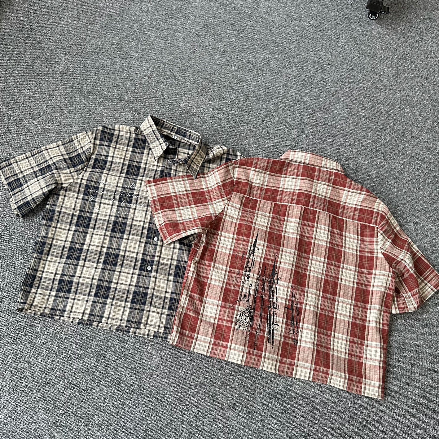 Men’s American Retro Casual Oversized Lapelshirt, Short Sleeved, Button-Up Shirt with Front Pocket