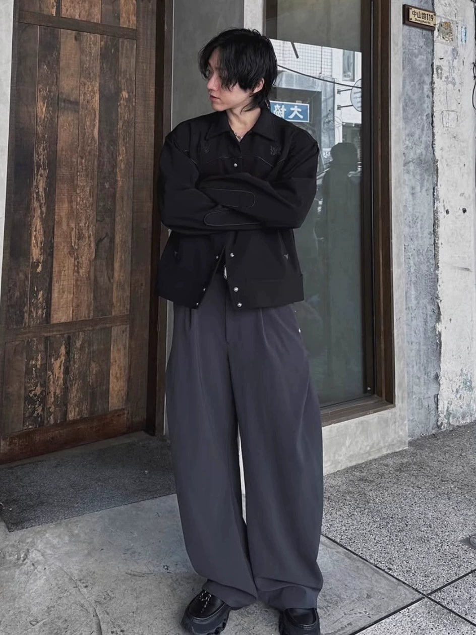 Conz25 new solid color loose style natural drape scimitar pants for men and women casual commuting daily pants