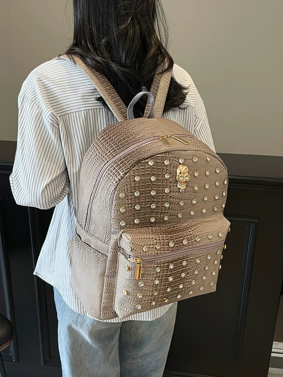 Diamond-Encrusted Crocodile Pattern Backpack for men & women 🎒
